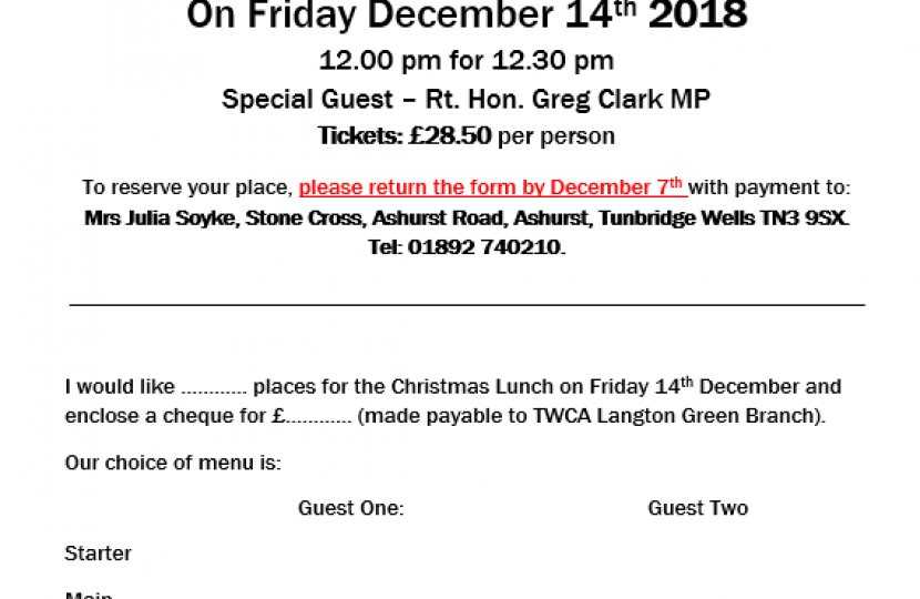 Langton Green, Speldhurst & Bidborough Christmas Lunch